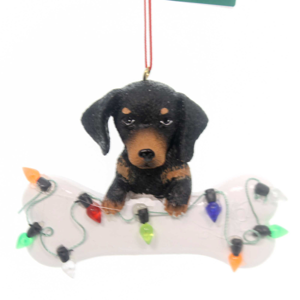 Baumanhänger Dackelwelpe mit Lichterkette